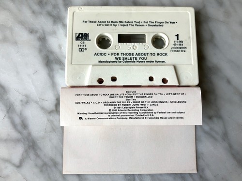 AC/DC For Those About To Rock We Salute You Cassette Tape Atlantic Angus Young - Picture 2 of 3