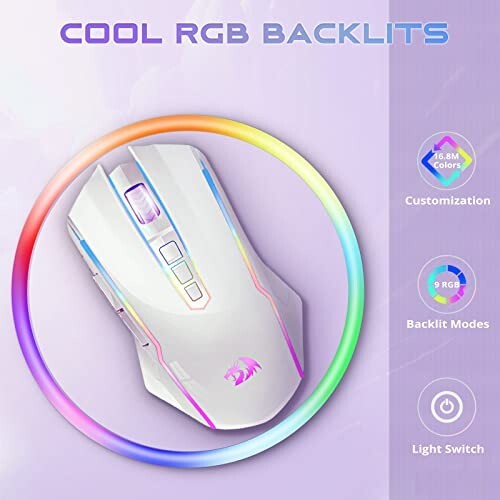 Wireless Gaming Mouse with RGB Backlit 8000 DPI with Fire Button Macro Editin... - Picture 2 of 5