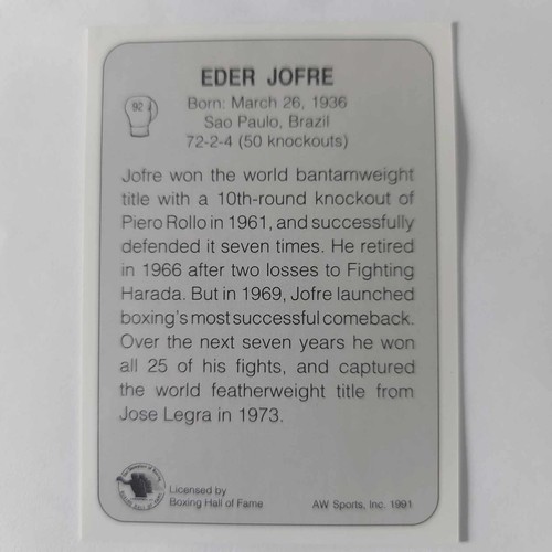 1991 AWS All World Sports Boxing Cards Singles Inserts (1 to 149) Pick Your Card - Picture 177 of 282