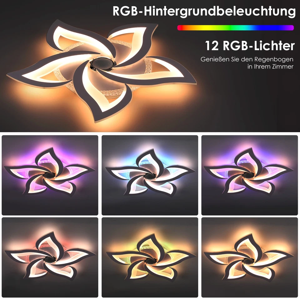 RGB LED Deckenlampe Φ61x5.5cm Dimmbar Deckenleuchten mit Fernbedienung Bluetooth - Bild 4 von 4