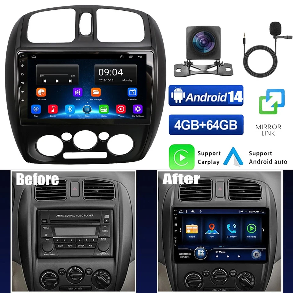 Wireless CarPlay Android 14 For Mazda 323 BJ/BA 1998-2004 Car Radio Stereo GPS - image 3 of 4