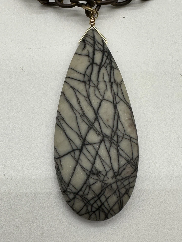 David Aubrey Latón Jaspe Distintivo Collar Escalera Babero Anthropologie Modernista Foto 2 de 4