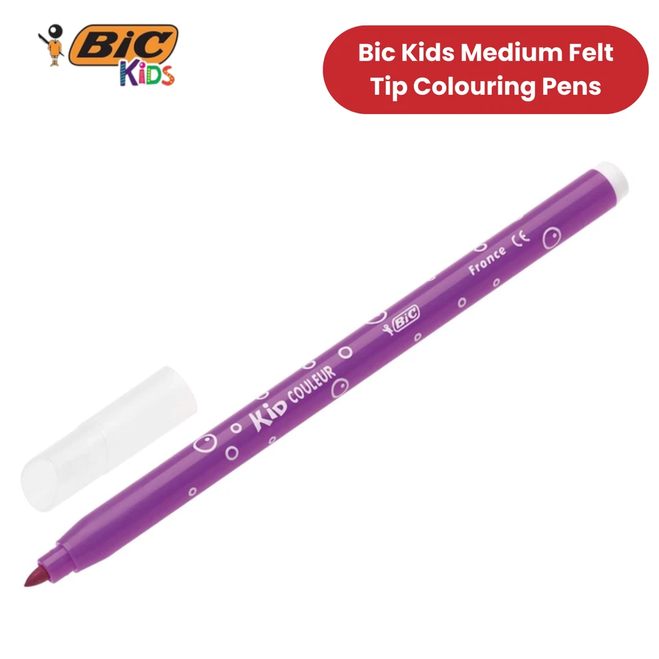 BIC Kids Felt Tip Pen 24 Colours Medium Blocked Tip for Art, Washable Pack of 24 — 第 2/4 张图片