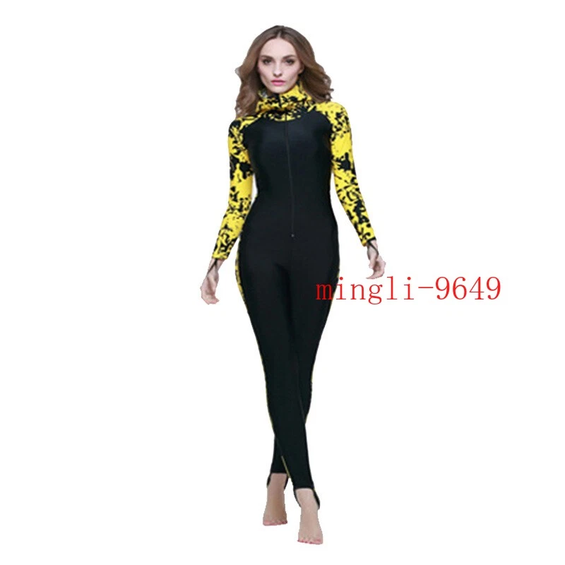 Traje de neopreno buceo manga larga traje de baño con capucha cuerpo completo piel natación buceo traje moda Foto 3 de 4