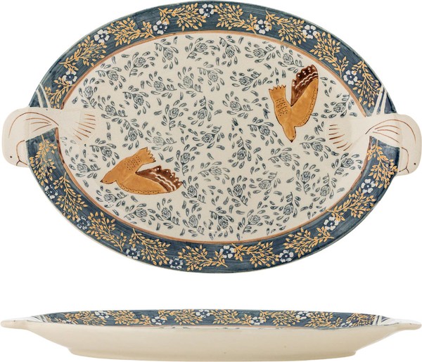 Bloomingville Hezha Serviertablett, Blau, Steingut Serviertable Colour Code Blue-image