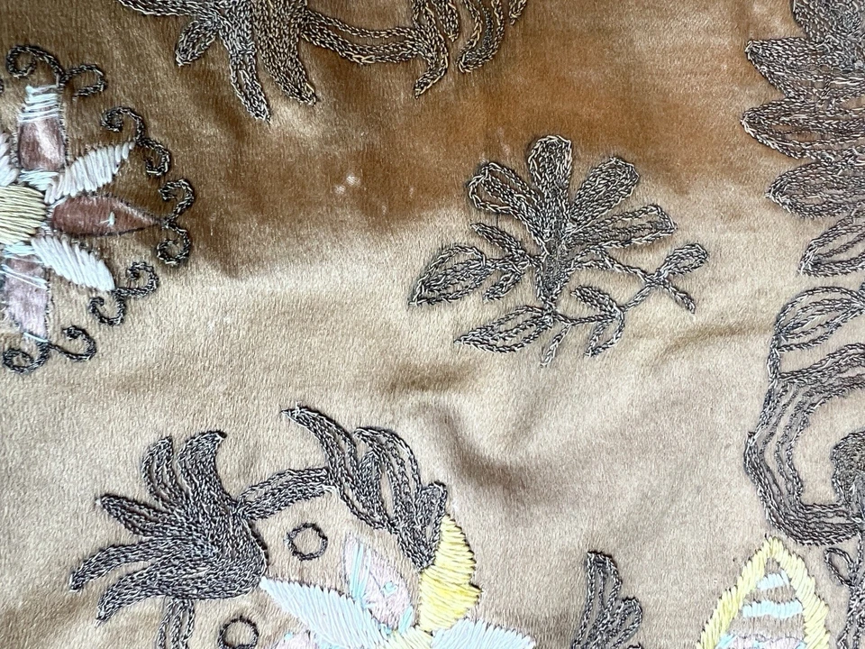 Taie De Coussin En soie brodé Main Fin 18 eme Siècle début 19e Collection Ancien - Photo 3/4