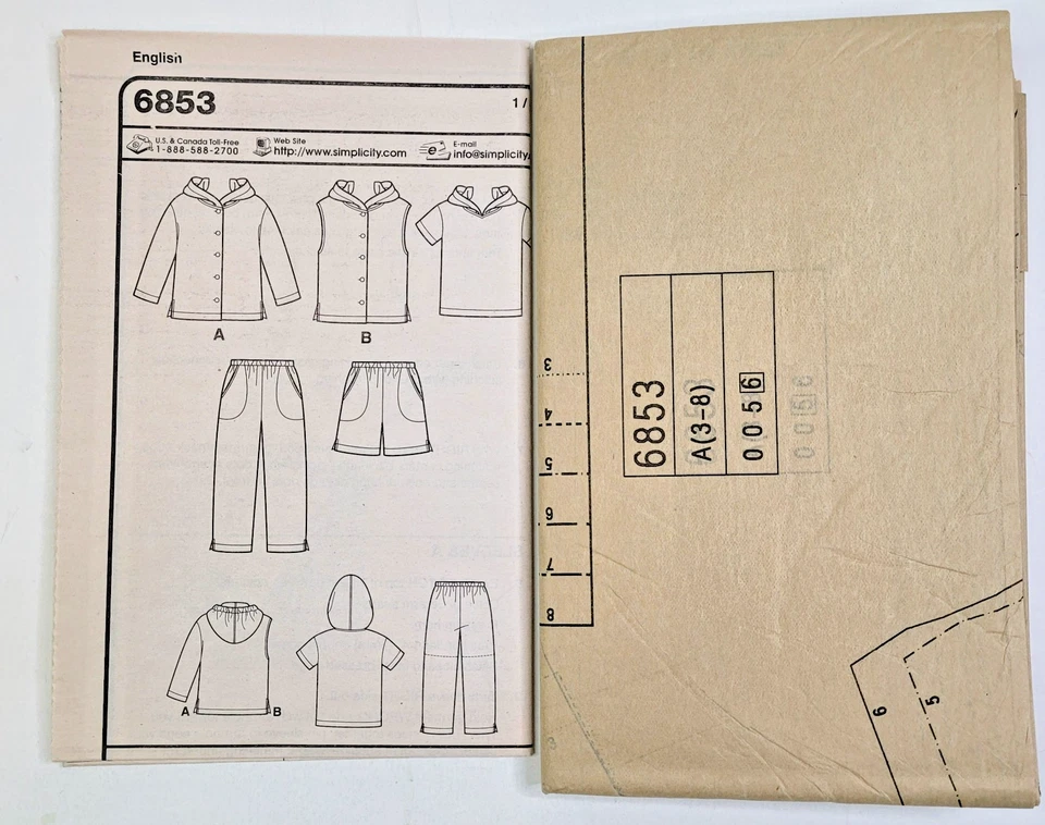 Новый вид шитья узор 6853 ребенка ясельного возраста куртка с капюшоном брюки шорты 3-8 UNCUT - Изображение 3 из 3