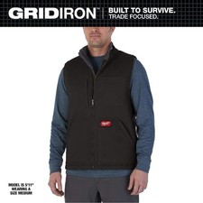 Milwaukee Men's Medium Black Heavy-Duty Sherpa-Lined Vest with 5-Pockets