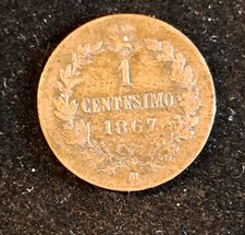 1867 VITTORIO EMANUELE II 1 CENT COIN