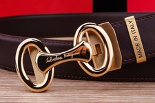 NUEVO CON ETIQUETAS Ferragamo Cinturón de Cuero para Hombre Hebilla Automática Auténtica Caja y Bolsa para el Polvo