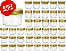 4Oz Clear Glass Jars with Golden Lids, Spice, Herb, Jam, 40Pack, Kitchen Storage