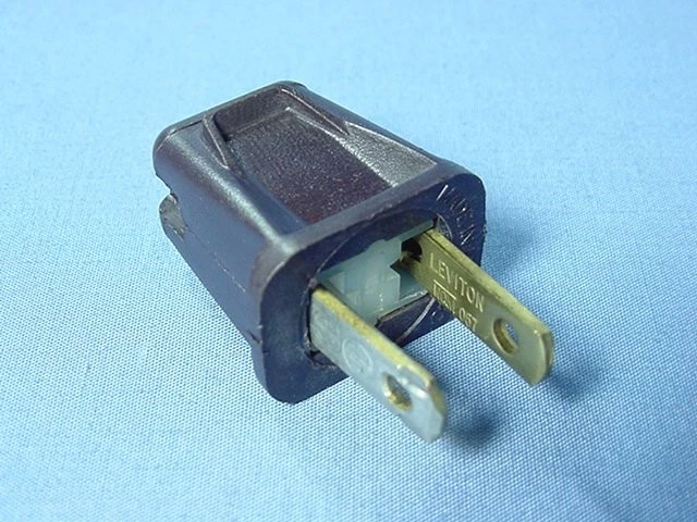 Leviton 123 коричневый 10A прямое лезвие штепсельная вилка 2-штырьковый 10A поляризованный 125V - Изображение 4 из 4