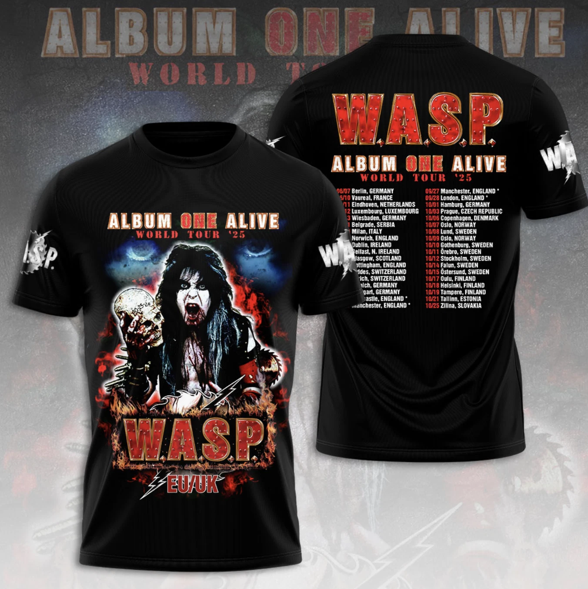 Wasp Album One Live World Tour 2025 3D T Shirt Full Size S-5XL | eBay