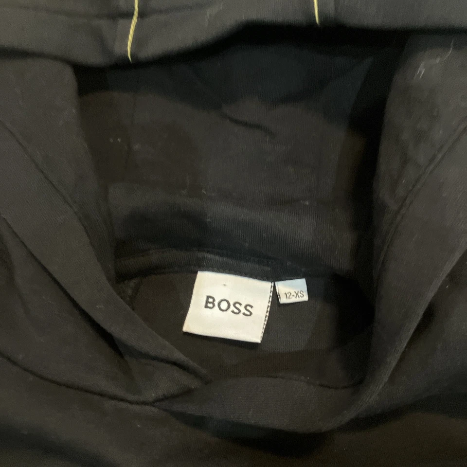 Hugo Boss Boys Hoodie Gold On Black  Size 12 Cotton Blend.  NWOT. - Image 2 of 4