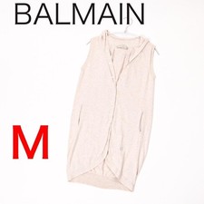 Balmain E588-55 Cashmere Cotton Knit Hood Gilet Vest Logo Embroidery Spring/Summ
