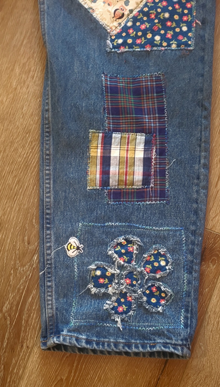 Upcycled & Hanctafted Patchwork Levi 569  34x34 J… - image 9