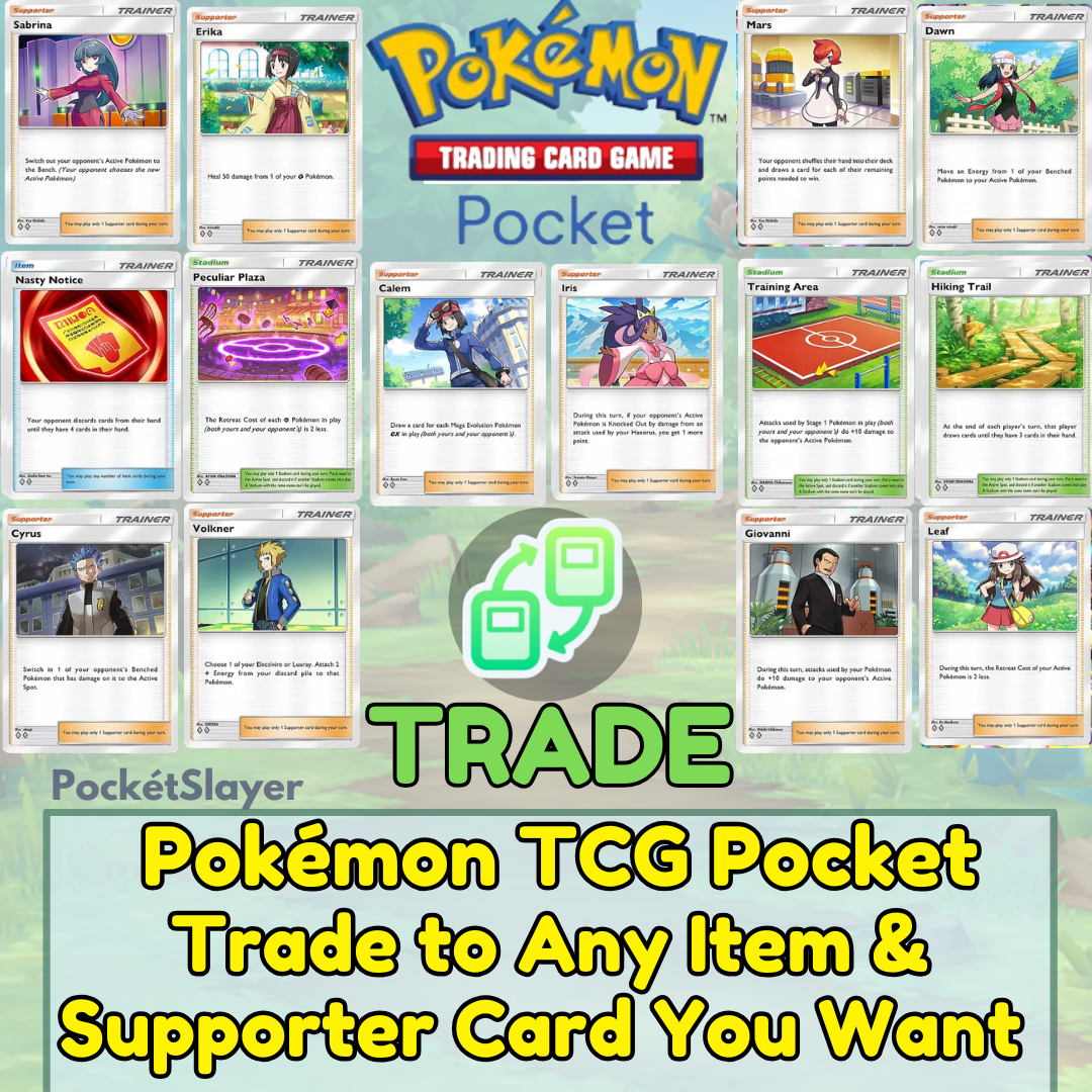 Pokemon TCG Pocket Trading Trade any Item and Supporter Trainer Card you  want | eBay
