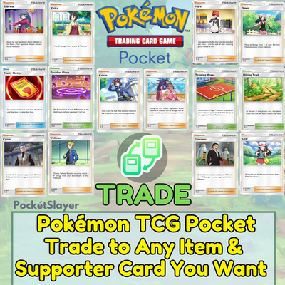 Pokemon TCG Pocket Trading Trade any Item and Supporter Trainer Card you  want | eBay