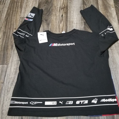 Puma BMW Motorsports Cropped T-shirt Womens XL Black Logo Car Racing - Picture 12 of 15