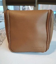 United Airlines BusinessFirst Amenity Kit Tan Travel Toiletry Bag Case / Empty