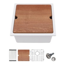 Lofeyo White Undermount Kitchen Sink 18"x18" Workstation Granite Sink Quartz