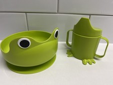 Ikea Green Frog Bowl & Beaker Set For Child Baby Infants Nice Condition Used