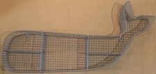 Whale shaped wire wall mount shelf five compartments 30" long beachy ocean kids