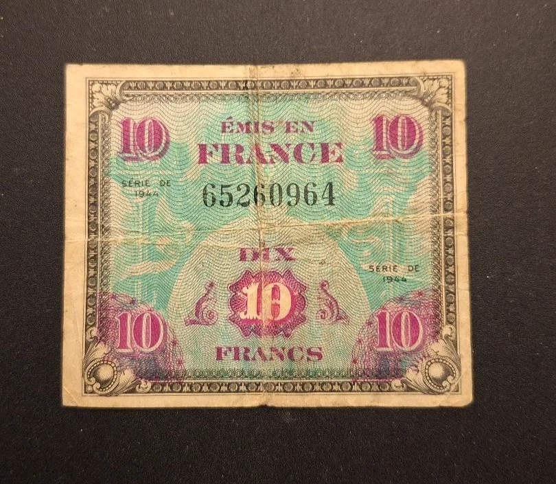 Circulated 1944 Year Military Currency French Paper Money for sale