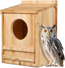 Barn Owl Nesting Box - Outdoor Wooden Owl House  Large Round Bird Nest Box