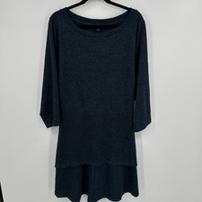 Lane Bryant Sweater Dress Womens 26/28 Blue Layered Knit 3/4 Sleeve Tunic Plus