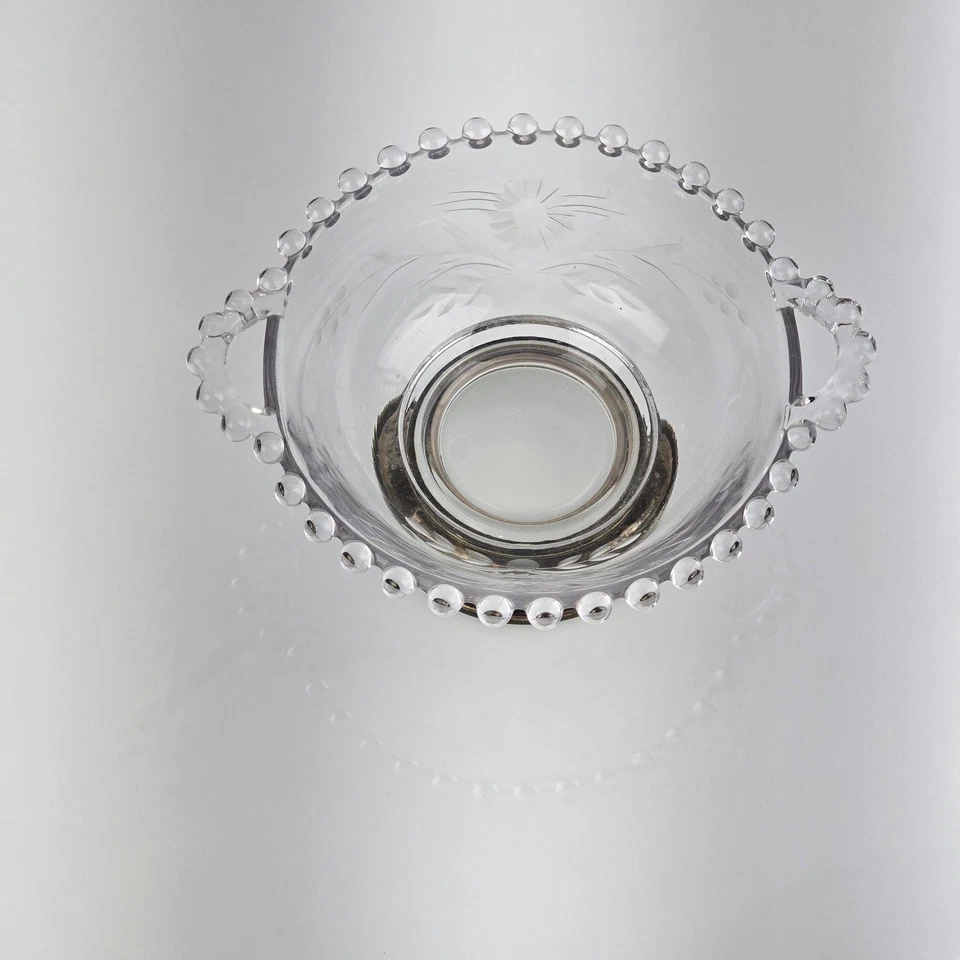 Candlewick bowl by Imperial Glass; with Sterling Silver Base Etched Beaded #107 - Image 2 of 4