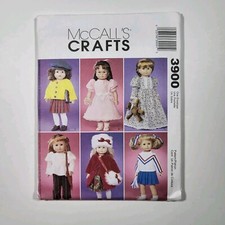 Mccalls Crafts 3900 18" Doll Clothing Dress Jacket Pants Sewing Pattern Uncut