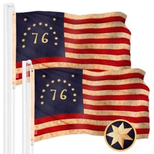 G128 2 Pack: Bennington 76 Tea-Stained Flag 2x3 Ft Embroidered 420D Polyester