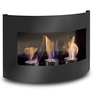 Bio Ethanol Fire Place Riviera Black Matt Steel Wall Fireplace Gel