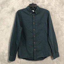 Marine Layer Mens Medium Shirt Green Plaid  Button Down Long Sleeve