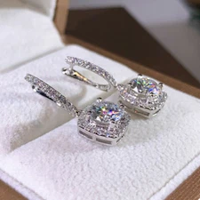 Women  Earring Drop Earring Luxury Fashion Silver Plated Cubic Zircon A Pair