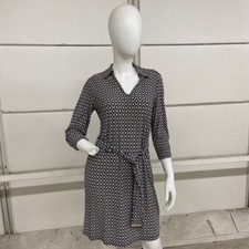 TOMMY HILFIGER Printed Knee Length Shift Dress Women's Size 6 Black Brown White
