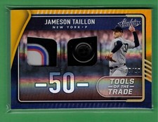 2022 PANINI ABSOLUTE JAMESON TAILLON DUAL TAG PATCH BUTTON GOLD 8/10 YANKEES