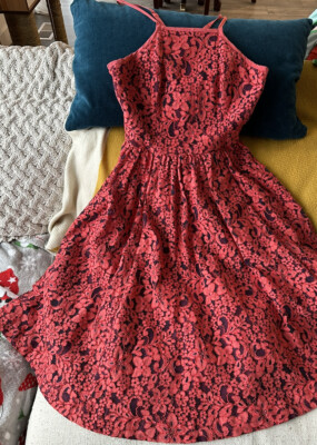 tracy reese red lace dress Red Lace Dress by Tracy Reese Floral Dress Size 0 adjustable Straps