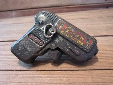 VINTAGE 1940-50's MARX G-MAN AUTOMATIC WORKING WIND-UP TOY METAL PISTOL GUN