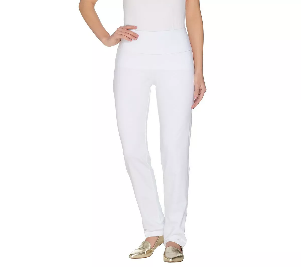 Women with Control Regular Slim Leg Pants w Tummy Control White XX Small A225789