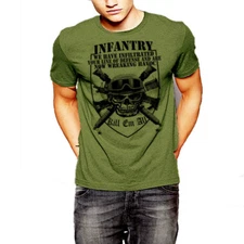 Military T-Shirt Army Navy Machine Gunner Sniper Paratrooper Infantry