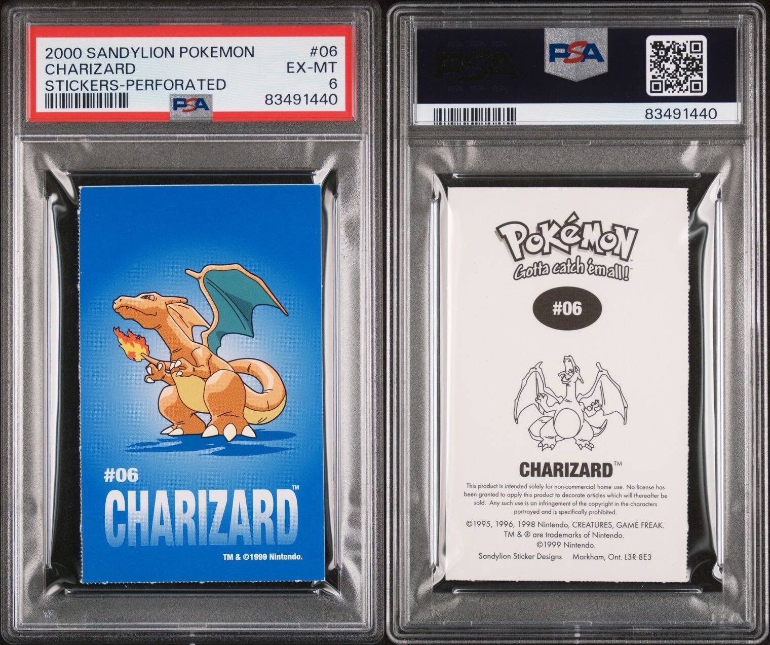 Charizard 06 Pokemon Card Sandylion Sticker Perforated 19992000