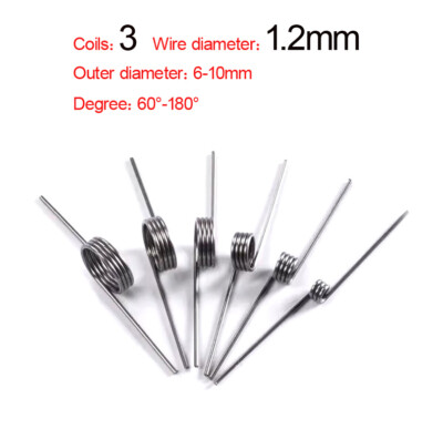 1.2mm Wire Dia Small Strong Torsion Springs 60°-180° Angle Outer Diameter 6-10mm