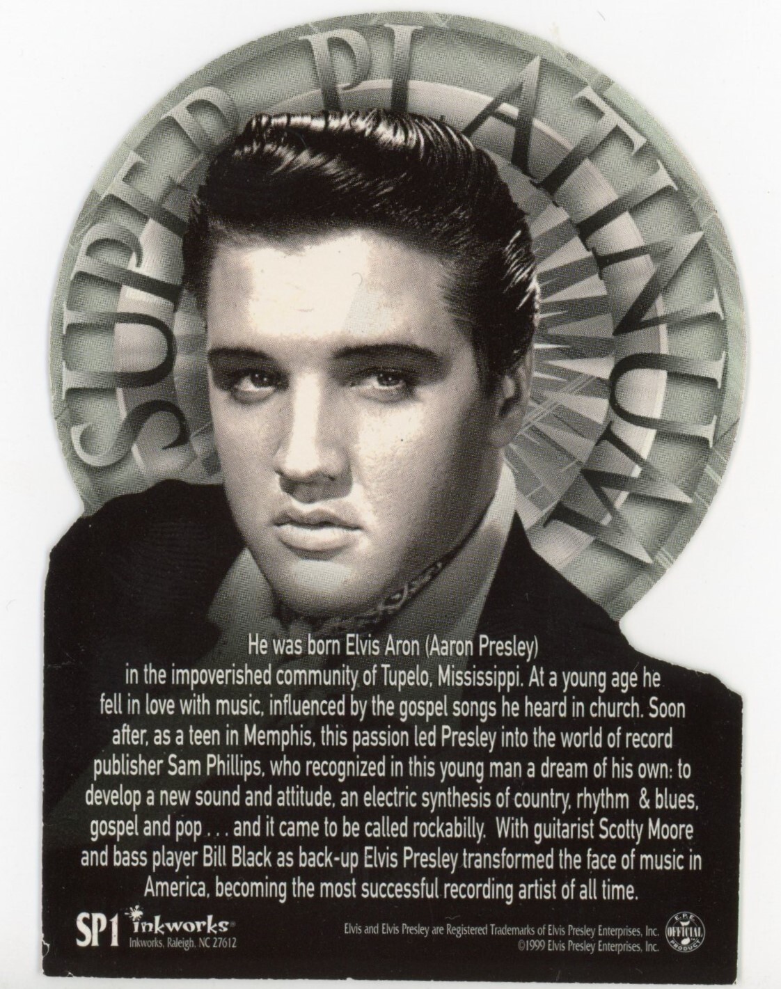 INKWORKS 1999 ELVIS THE PLATINUM COLLECTION ELVIS PRESLEY #SP1 SUPER PLATINUM - Picture 2 of 2