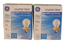 4 PACK GE 43W 43 = 60 Watt 60w Output Crystal...