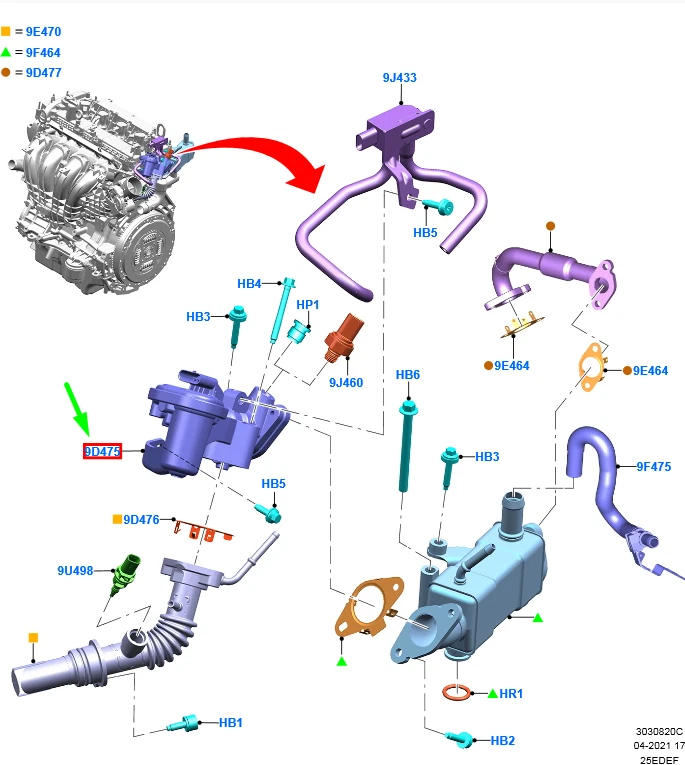 FORD KUGA MK3 Exhaust Gas Recirculation Valve 2361123 LX6E-9D475  