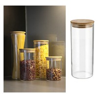 Glas Bambus Vorratsdosen VorratsgläSer VorratsbehäLter Dichtung - 1,2L / 1.200Ml