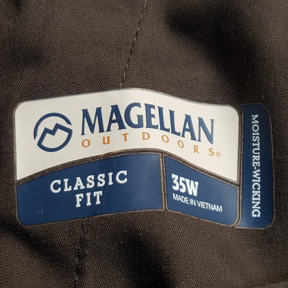 Pantalones Magellan para Hombres 35x32 Calce Clásico Absorbe Humedad Senderismo Carga Gris Foto 2 de 4