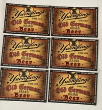 6 Yuengling's OLD GERMAN Brand BEER Original Label Pottsville PA Unused